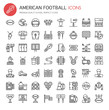 American Football Elements , Thin Line and Pixel Perfect Icons