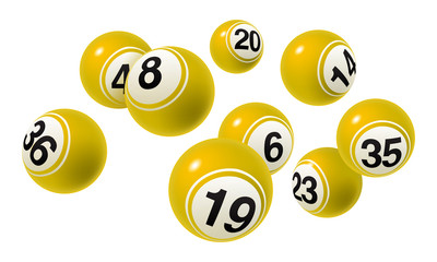 Wall Mural - Vector Bingo / Lottery Number Balls Yellow Set on White Background