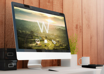Wall Mural - modern workspace with computer responsive theme