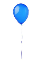Blue Flying Balloon Isolated On White