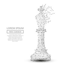 Abstract King Of Chess Polygonal, Geometry Triangle. Light Connection Structure. Low Poly Vector Background. Business Concept