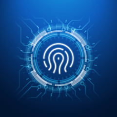 Wall Mural - head-up display, fingerprint scan, concept of future security te