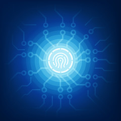 Wall Mural - head-up display, fingerprint scan, future security technology. v