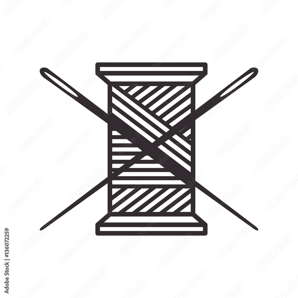 Thread roll and needle icon vector illustration design
