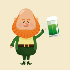 Wall Mural - leprechaun drinking beer celebration vector illustration eps 10