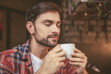 Poster - Handsome man at the cafe