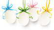 Hängende ovale Etiketten mit bunten Schleifen - Vorlage Ostern