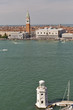 Venice cityscape, aerial view fron lagoon. Italy.