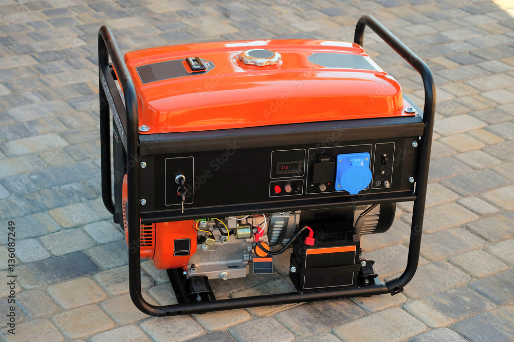 Gasoline portable generator for electric power supplies - obrazy, fototapety, plakaty 