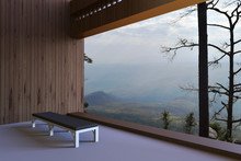Simple Modern Rooms And The View Outside The Window Overlooking The Woods And The Sky A Beautiful Morning