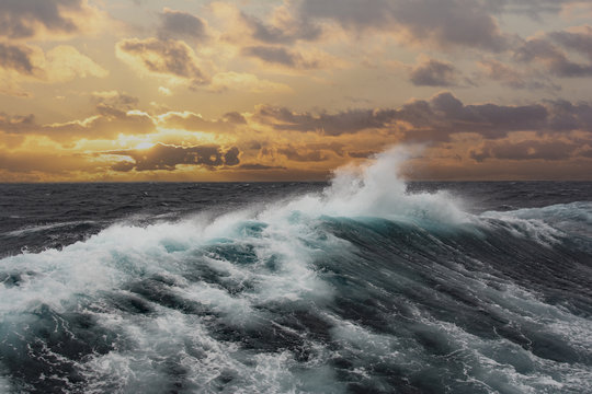 Fototapete - sea wave in atlantic ocean during storm