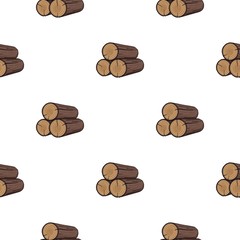 Sticker - Stack of logs icon in cartoon style isolated on white background. Sawmill and timber pattern stock vector illustration.