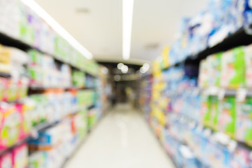 Abstract blur supermarket in shopping mall for background