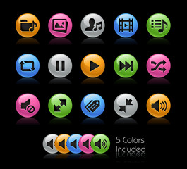 Canvas Print - media player icons // the vector file includes 5 color versions in different layers.