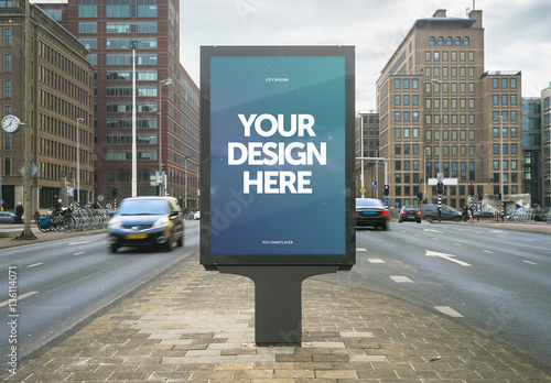 Download Outdoor Kiosk Advertisement Mockup 3 Stock Template | Adobe Stock