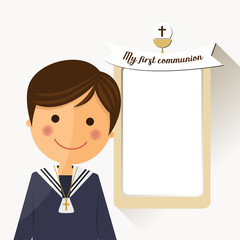 Wall Mural - First communion child foreground with message