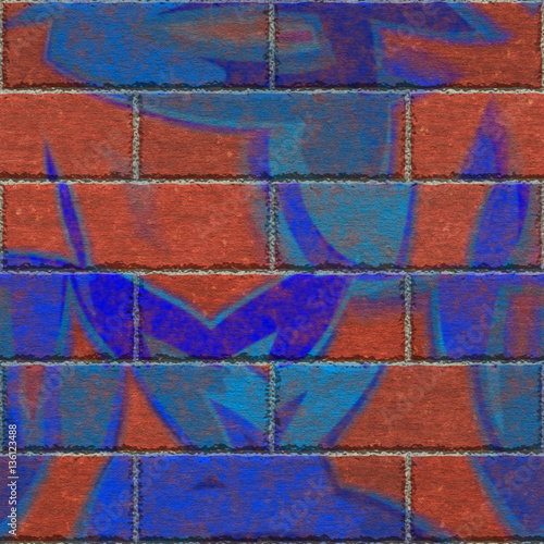 Continuous pattern of graffiti brick wall