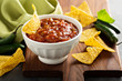 © fahrwasser - Red tomato spicy salsa with chips