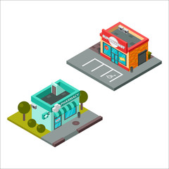 Wall Mural - Vector isometric buildings illustration.