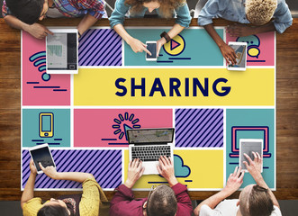 Poster - sharing transfer data streaming connection concept