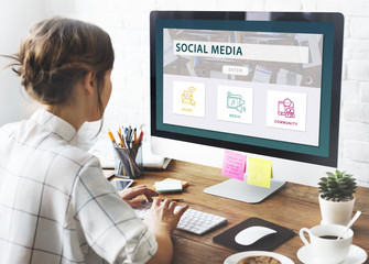 Wall Mural - social media share community graphic concept