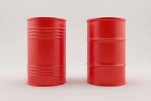 Two Red Barrels Isolated On White Background. 3D Render