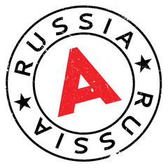 Russia rubber stamp. Grunge design with dust scratches. Effects can be easily removed for a clean, crisp look. Color is easily changed.