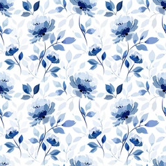 Naklejka na meble pattern with blue flower rose