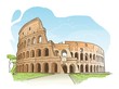 Vector illustration of the Colosseum in Rome in hand drawn sketch style