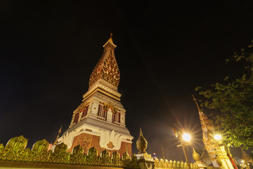 Wat Phra That Panom temple at night, Nakhon Phanom, Thailand.