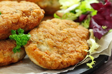 Wall Mural - Chicken cutlets with vegetables and herbs