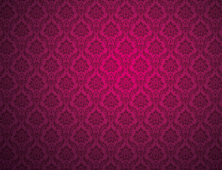 Wall Mural - purple damask pattern background