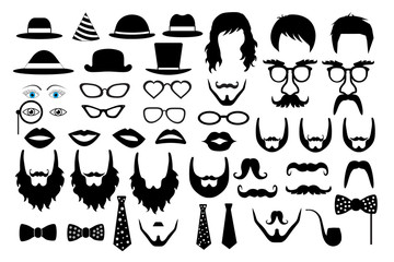 hipster retro icon party set vector