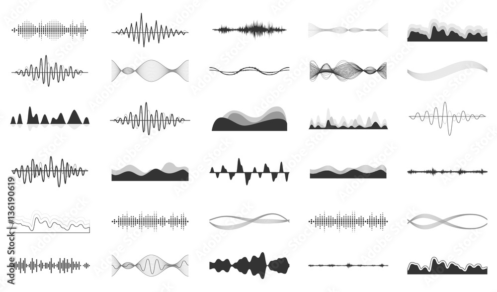 Set of vector audio scales. - obrazy, fototapety, plakaty 