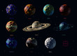 © Kundra - Vector set of polygonal planets of the Solar System, including Pluto, and Moon.