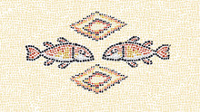 Vector Mosaic Inspired By The Bread And Fish Story In Church Of The Multiplication In Israel