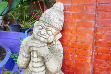 Close-Up of Giant Stone Statue Smiling