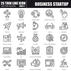 Poster - Thin line business startup icons