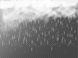 Rain and white cloud isolated on transparent background. Vector
