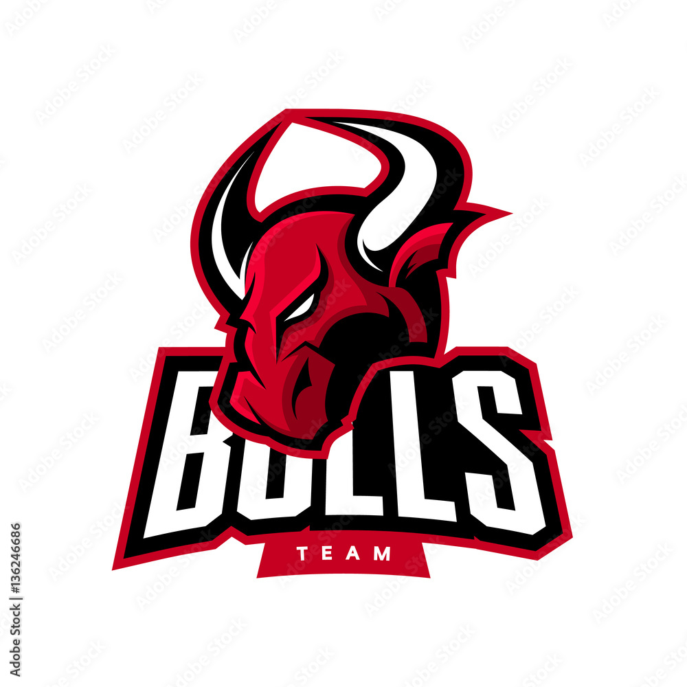 Red furious bull sport vector logo Stock Vector | Adobe Stock, image size:1000x1000