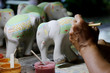 CHIANGMAI, THAILAND - OCTOBER 10, 2016 : Thai people working painted on pottery, ceramic elephant to Thailand.