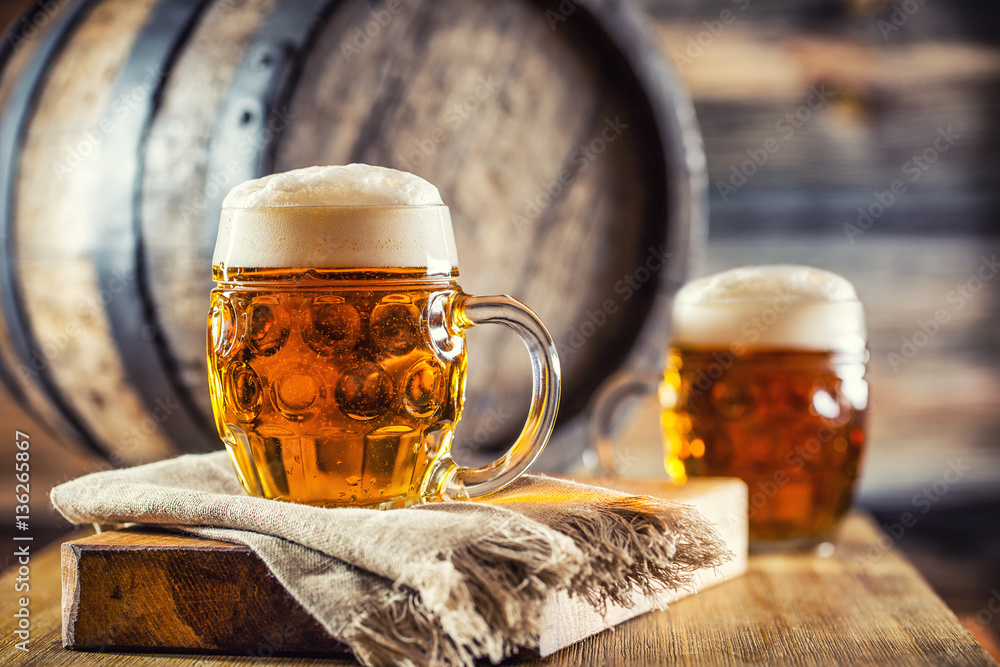 Draft Master Ale Foto Beer. Two cold beers. Draft beer. Draft ale. Golden beer. Golden ...