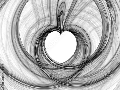 Fototapeta na wymiar Abstract heart fractal black and white