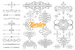 Hand drawn borders doodle set with orange lettering in vector