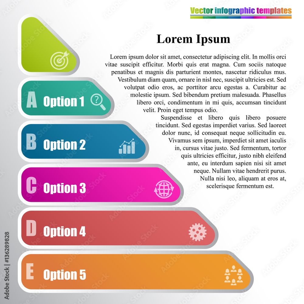 Triangle pyramid infographic template with 5 steps. Parts of the chart ...