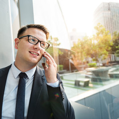 Businessman Working Talking Phone Concept