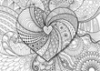 Hearted shape on floral background for Valentine's card, wedding invitation and adult coloring book pages.