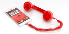 Red Old Phone Receiver And Smartphone On White Background. 3d Illustration