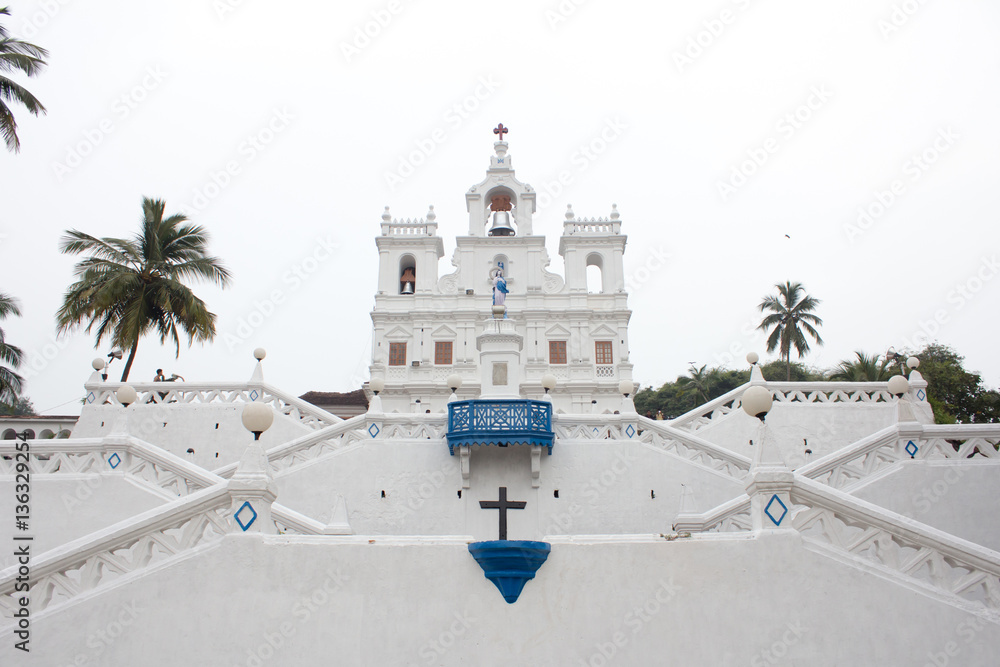 Church of Our Lady of the Immaculate Conception in Panaji, goa, - obrazy, fototapety, plakaty 