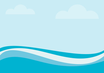 Vector background blue sea, waves and sky. summer concept